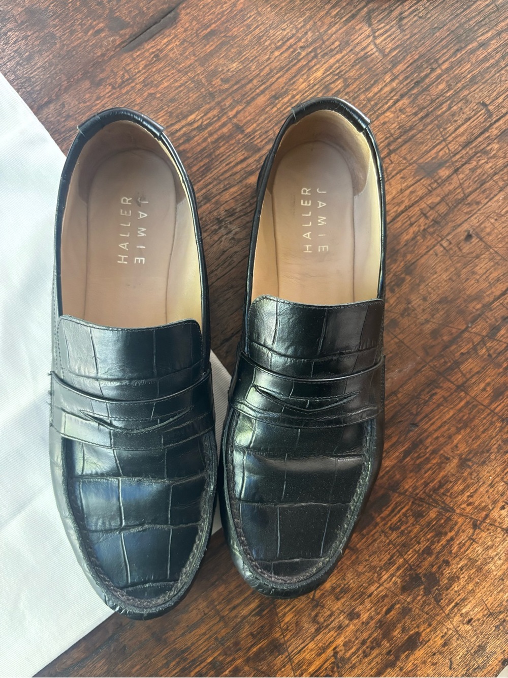 Jamie Haller Penny Loafers Black Croc Leather Size 40 - Picture 6 of 10